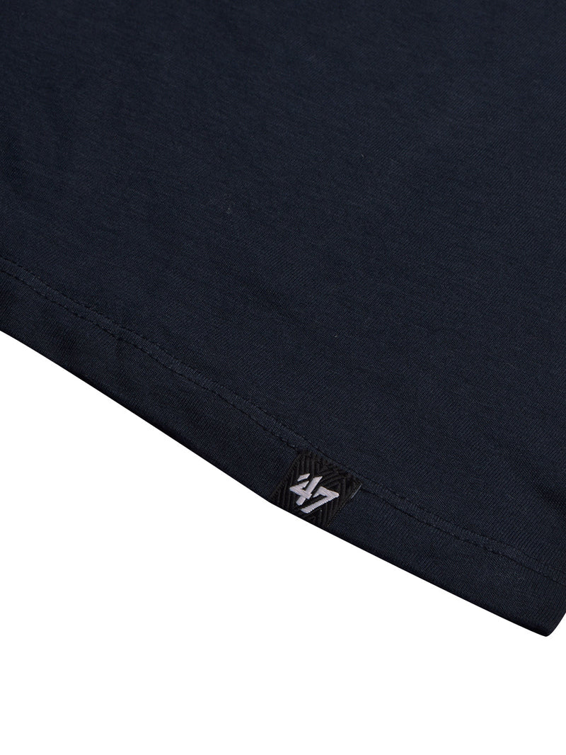 47 V Neck Tee Shirt For Men-Navy with Print-LOC020