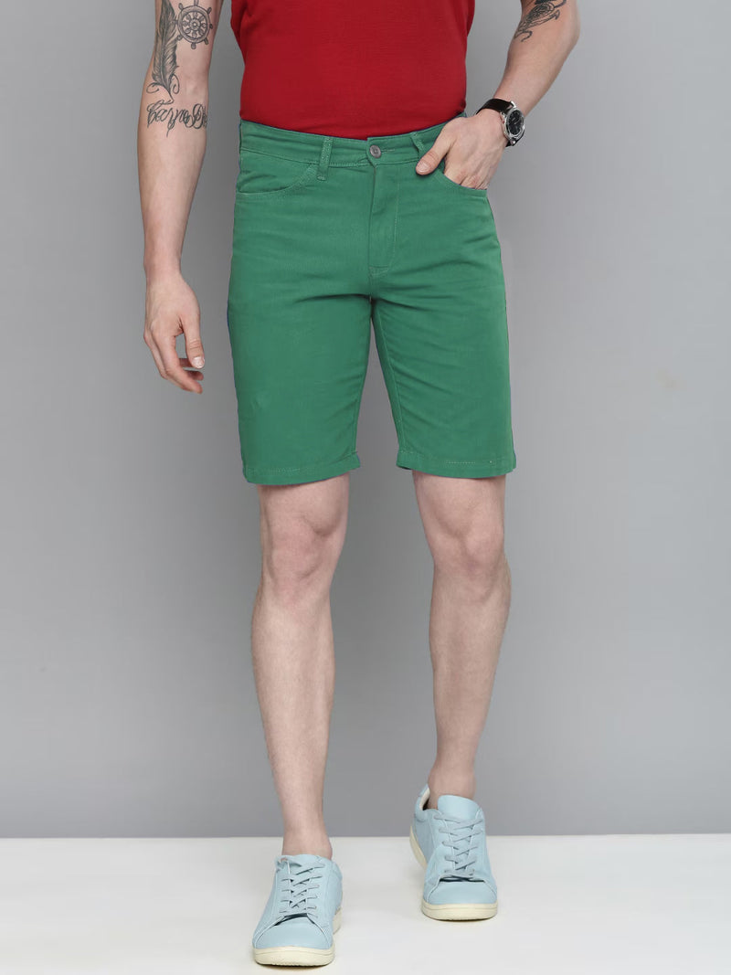 Next Cotton Denim Short For Men-Light Green-LOC