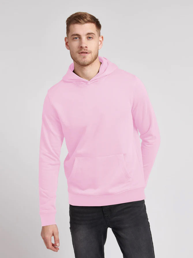 Premium Quality Terry Fleece Pullover Hoodie For Men-Pink-LOC