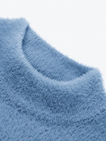 Louis Vicaci Turtle Neck Rabbit Wool Sweatshirt-Light Blue-LOC