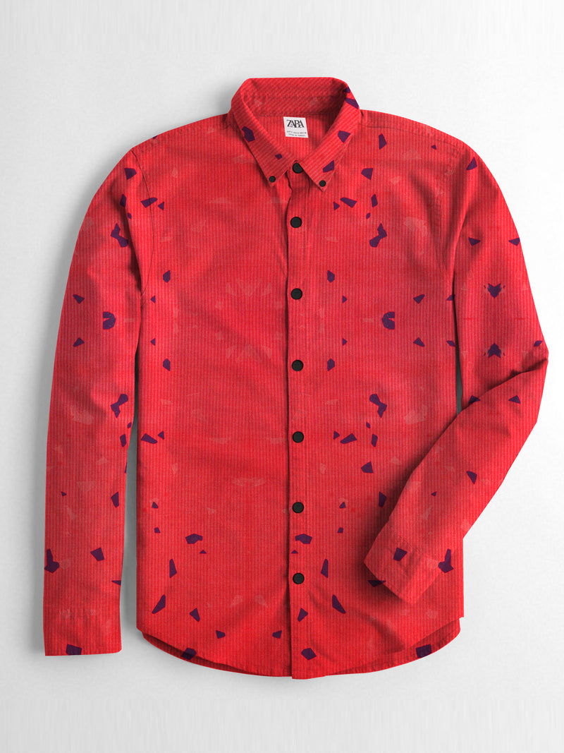 ZAARA Men's Printed Casual Shirt Redish LOC