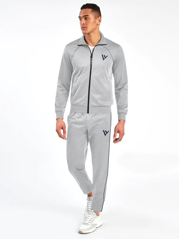Louis Vicaci Fleece Zipper Tracksuit For Men-Light Grey-LOC#0T26