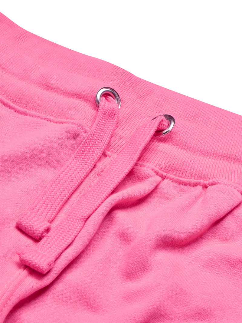 16Sixty Fleece Zipper Tracksuit For Ladies-Pink with White Panels-BR873