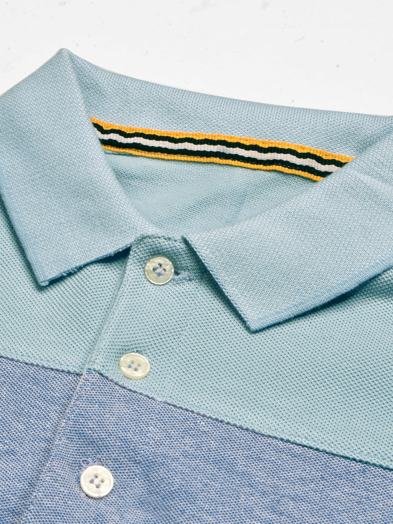 Summer P.Q Polo Shirt For Men-Sky Blue with Navy & Pink Stripes-LOC0056