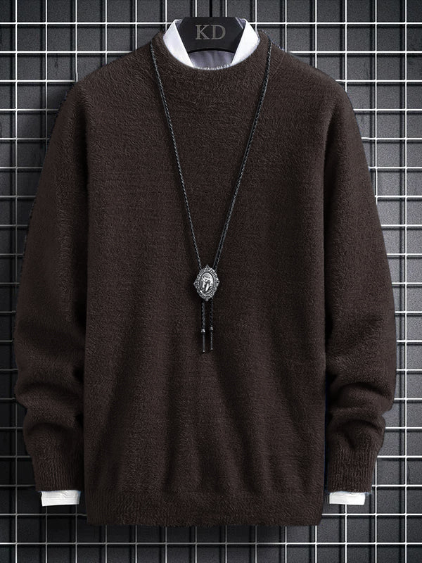Louis Vicaci Turtle Neck Rabbit Wool Sweatshirt-Brown-LOC#0S026