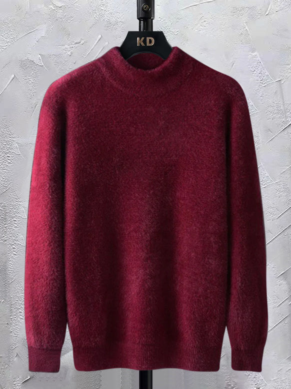 Louis Vicaci Turtle Neck Rabbit Wool Sweatshirt-Burgundy-LOC#0S029