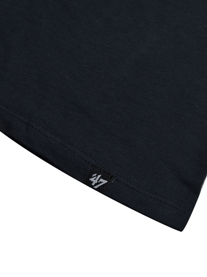 47 V Neck Half Sleeve Tee Shirt For Men-Navy with Print-LOC017