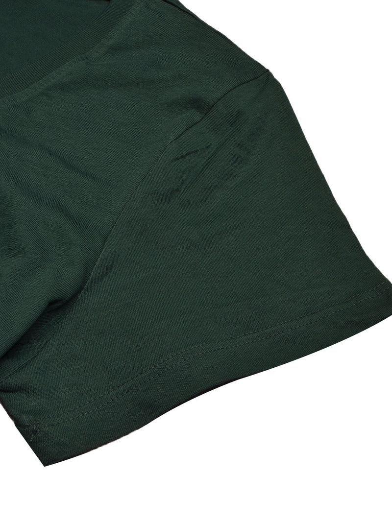 47 V Neck Tee Shirt For Men-Dark Green With Print-LOC024