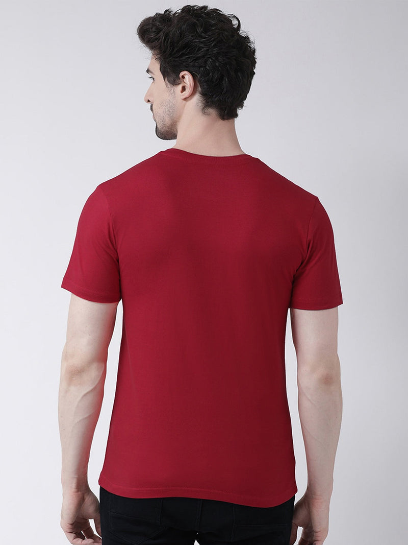 47 V Neck Tee Shirt For Men-Dark Red-LOC022