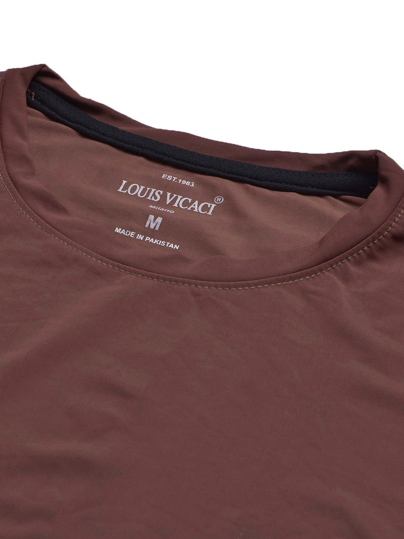 Louis Vicaci Summer Lycra T Shirt For Men-Leather Brown-LOC