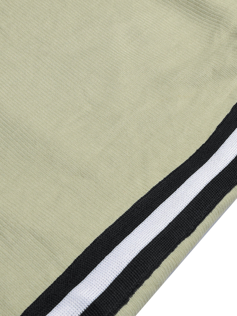 Louis Vicaci Slim Fit Lycra Trouser For Men-Grapes Green with Black & White Stripes-LOC014