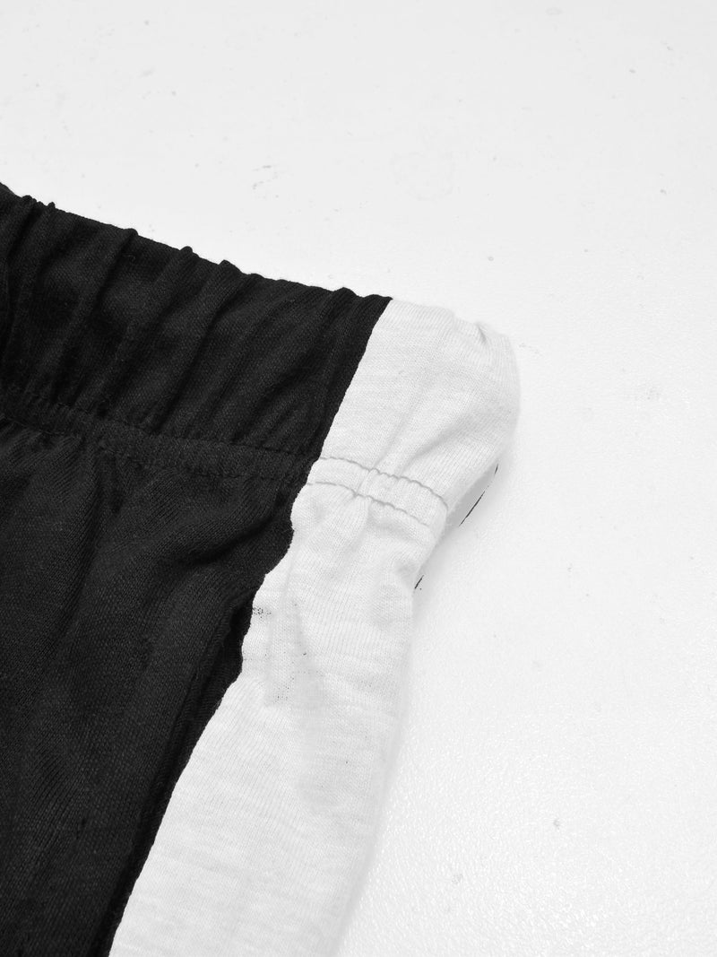 Next Single Jersey Short For Kids-Black With Grey Melange Stripes-LOC