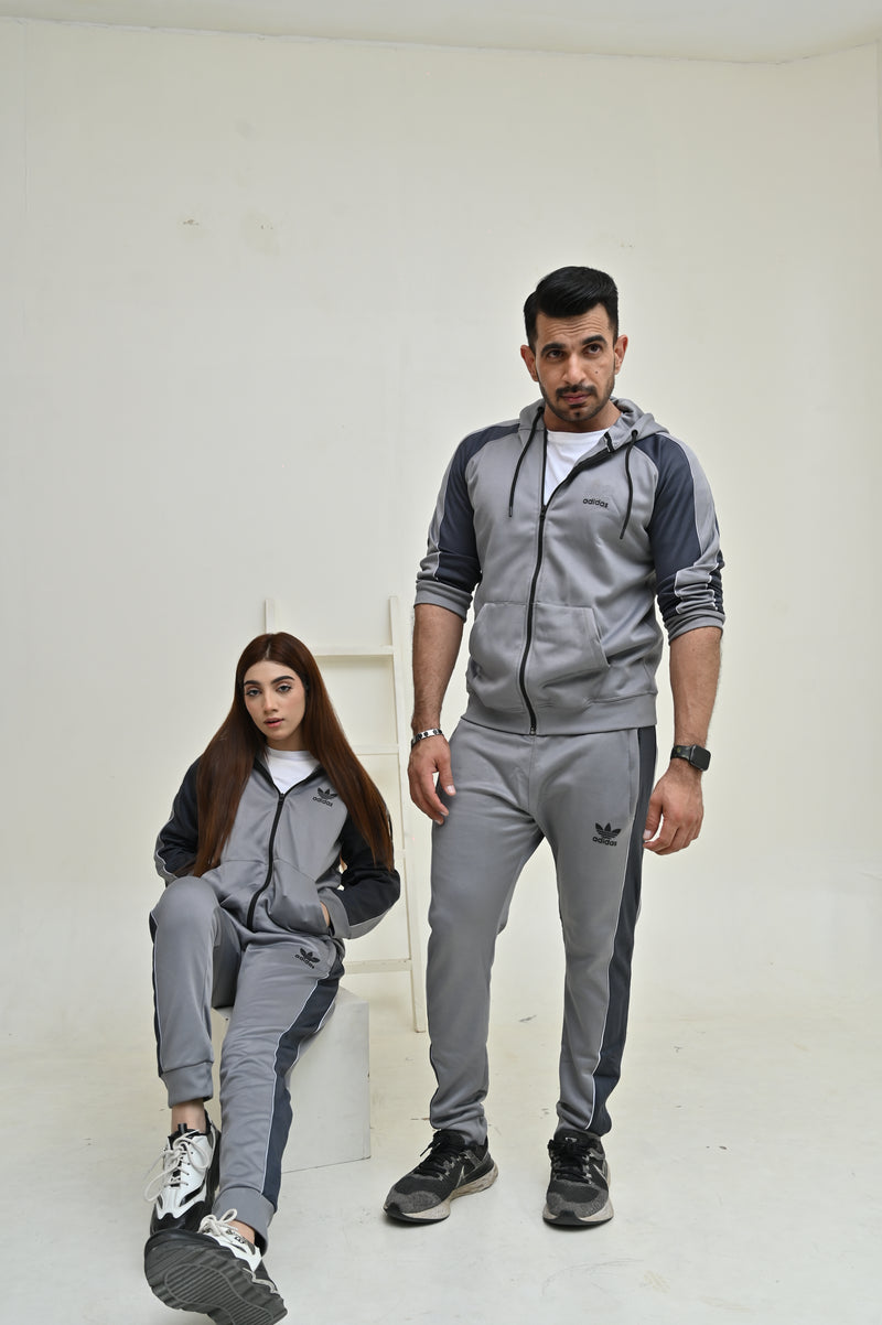 ADIDS UNISEX LIGHT & DARK GREY PANAL TRACKSUIT