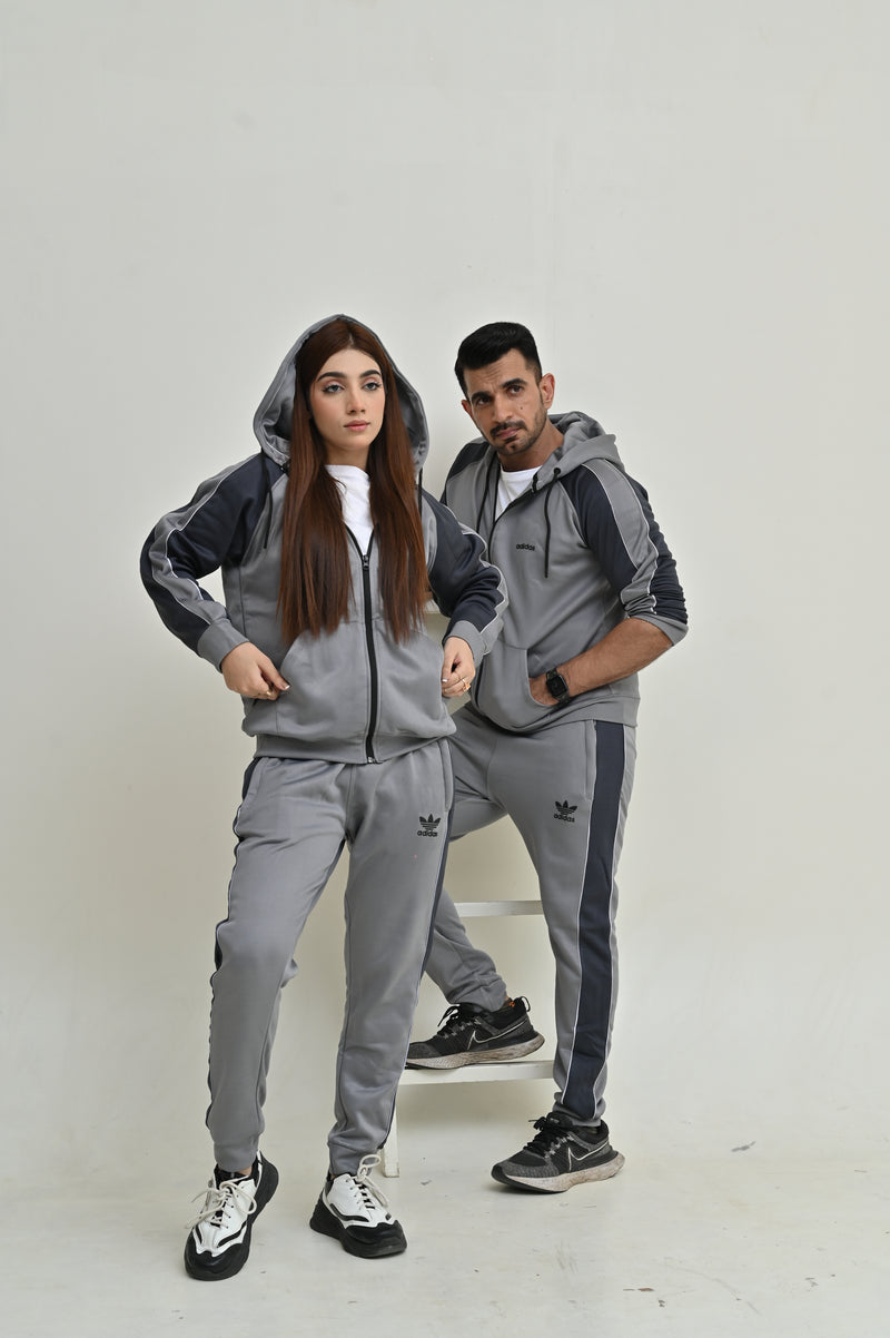 ADIDS UNISEX LIGHT & DARK GREY PANAL TRACKSUIT