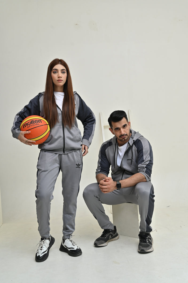 ADIDS UNISEX LIGHT & DARK GREY PANAL TRACKSUIT