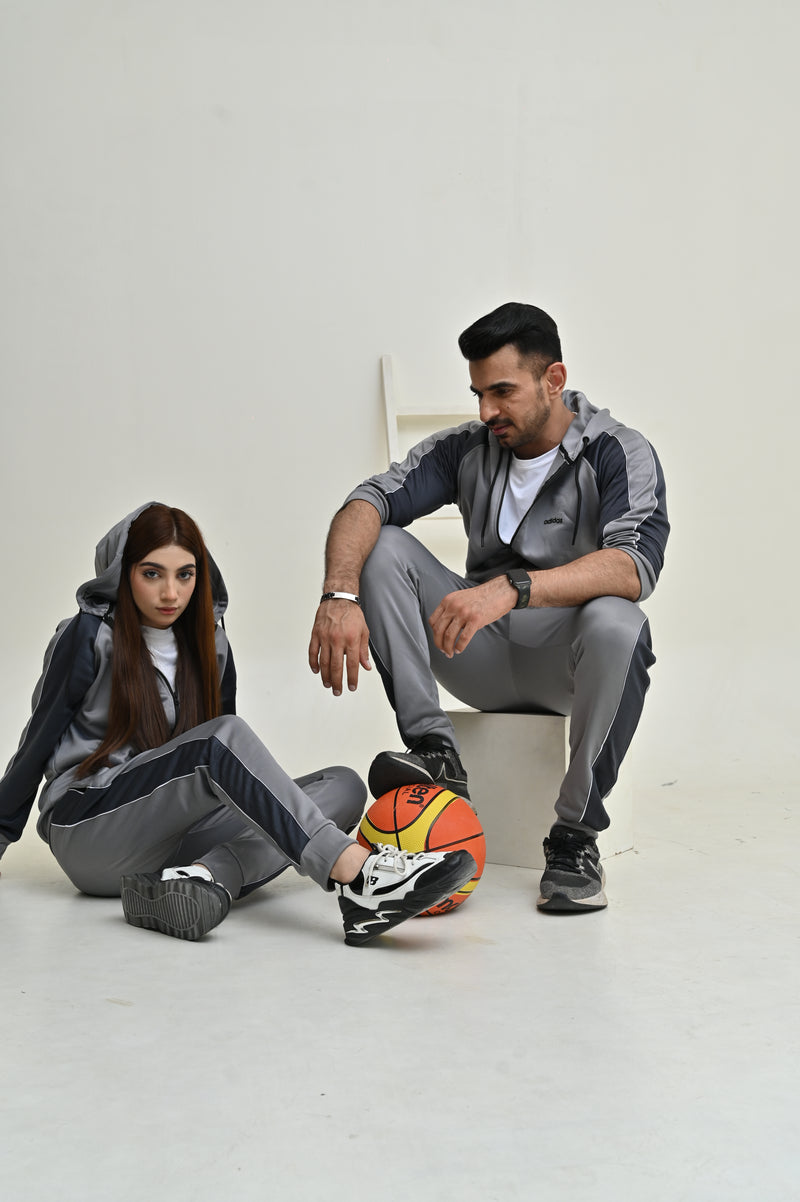 ADIDS UNISEX LIGHT & DARK GREY PANAL TRACKSUIT