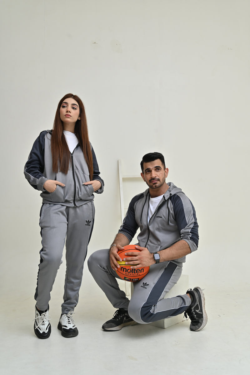 ADIDS UNISEX LIGHT & DARK GREY PANAL TRACKSUIT