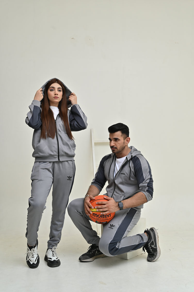 ADIDS UNISEX LIGHT & DARK GREY PANAL TRACKSUIT