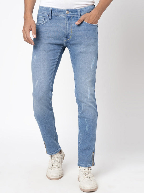 H&M Stretch Jeans Pent For Men-Blue Faded with Grinding-LOC#0J001