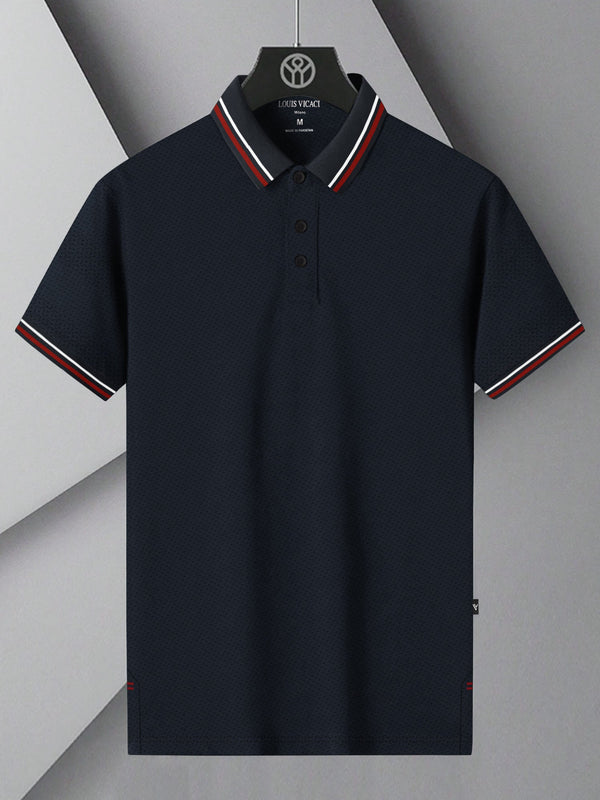 LV Summer Active Wear Polo Shirt For Men-Dark Navy-LOC#0P14