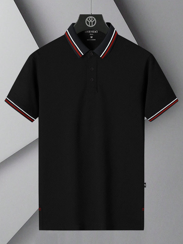 LV Summer Active Wear Polo Shirt For Men-Black-LOC#0P017