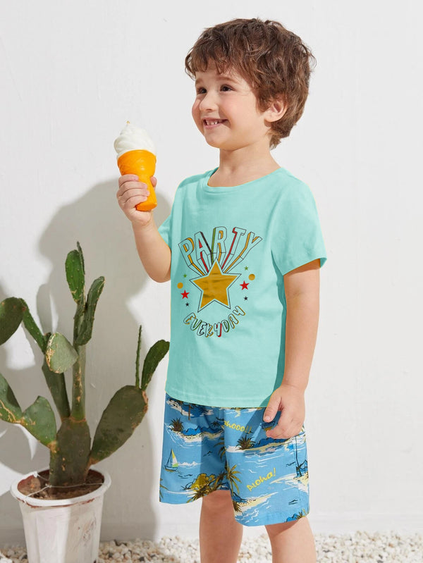 Louis Vicaci Single Jersey Tee Shirt For Kids-Light Cyan-LOC#0K45