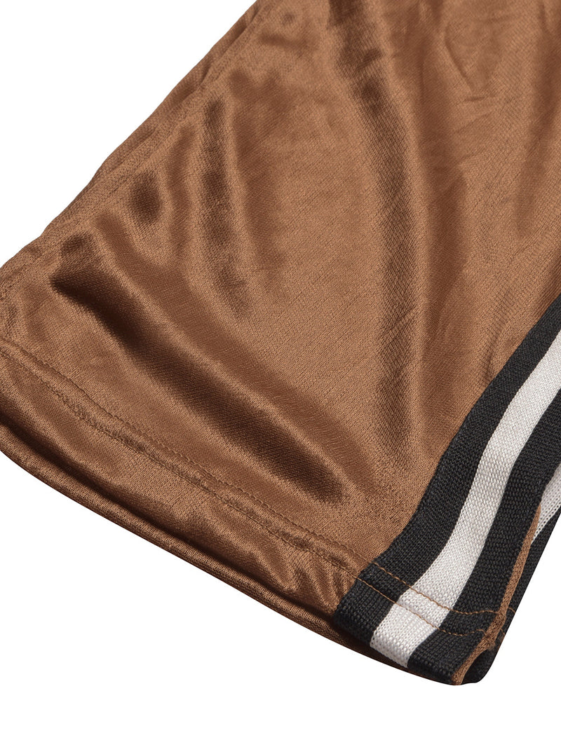 Louis Vicaci Slim Fit Summer Trouser For Men-Camel with Black & White Stripes-LOC