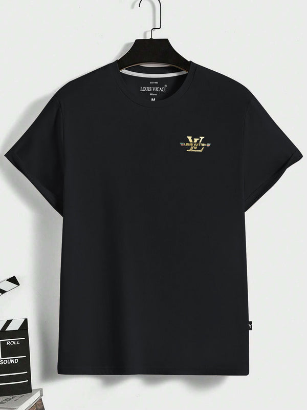 Louis Vicaci Summer Lycra T Shirt For Men-Black-LOC#0P016