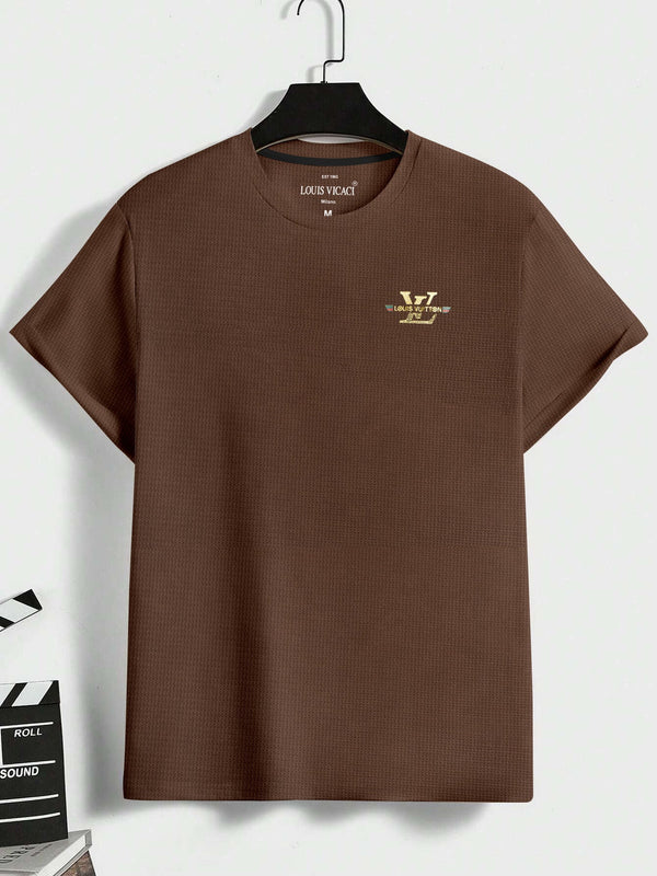 Louis Vicaci Summer Lycra T Shirt For Men-Brown-LOC#0P015