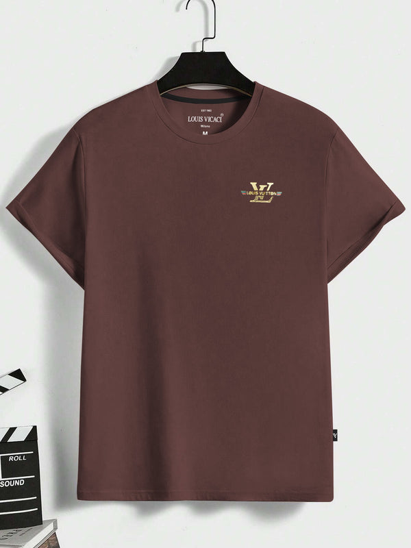 Louis Vicaci Summer Lycra T Shirt For Men-Leather Brown-LOC#0P015