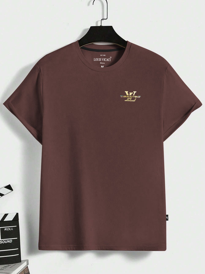 Louis Vicaci Summer Lycra T Shirt For Men-Leather Brown-LOC