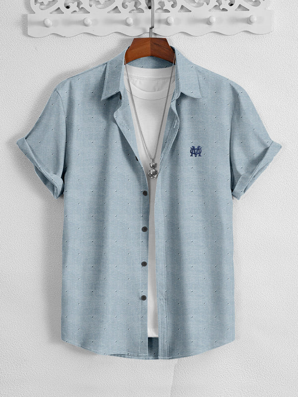 Massimo Dutti Premium Casual Shirt For Men-Sky with Allover Print-LOC#0P023