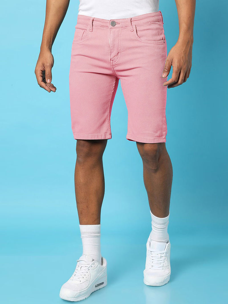 Mexx Jeans Cotton Denim Short For Men-Light Pink-LOC
