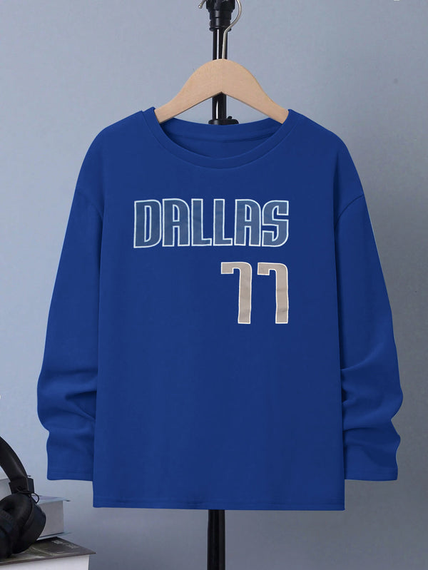 NBA Crew Neck Single Jersey Tee Shirt For Kids-Blue-LOC#0K34