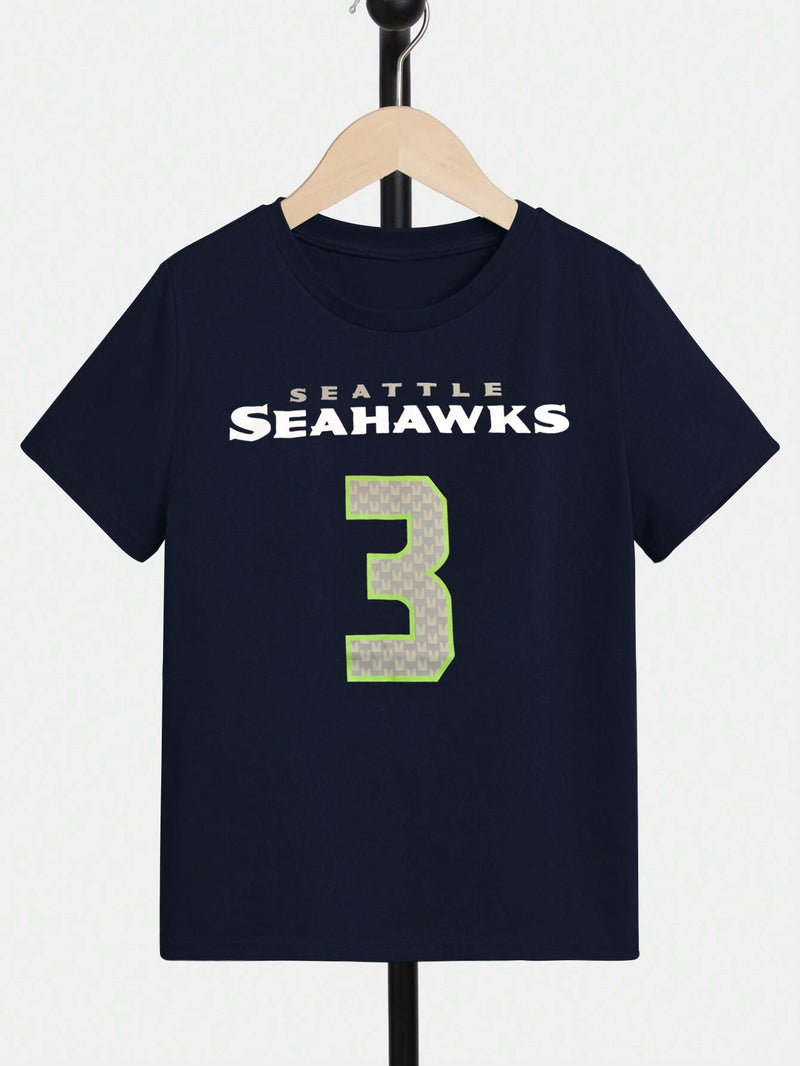 NFL Crew Neck Single Jersey Tee Shirt For Kids-Navy-LOC