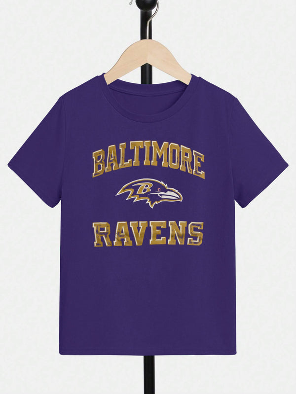 NFL Crew Neck Single Jersey Tee Shirt For Kids-Purple-LOC#0K28