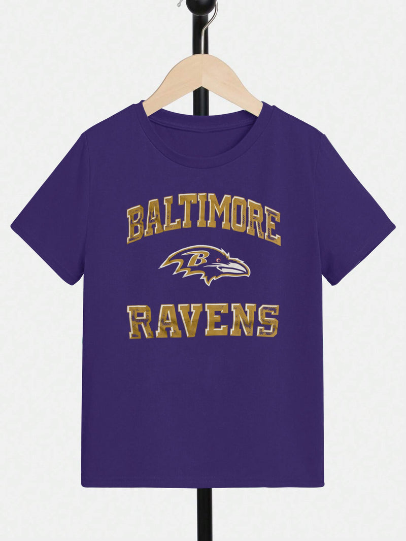 NFL Crew Neck Single Jersey Tee Shirt For Kids-Purple-LOC