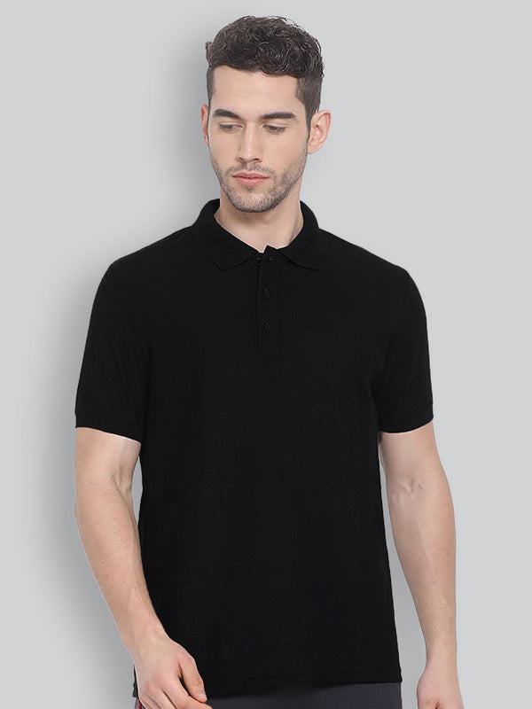 PYPR Summer Solid Polo Shirt For Men-Black-LOCPYPR#5