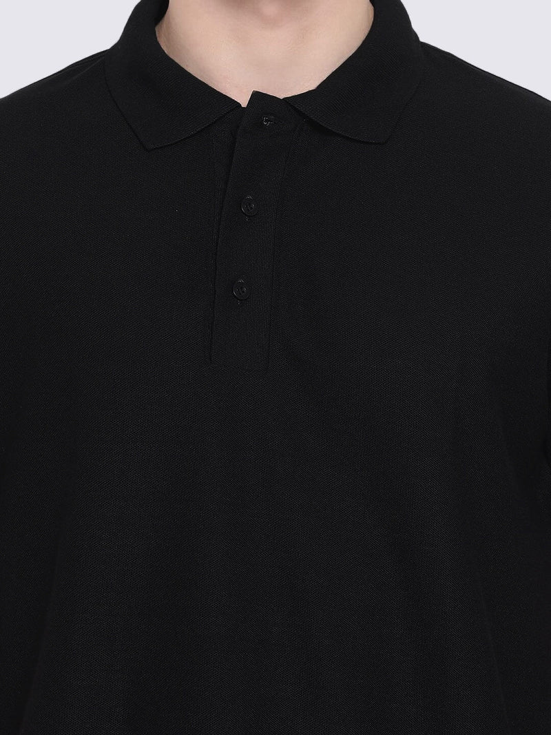 PYPR Summer Solid Polo Shirt For Men-Black-LOCPYPR