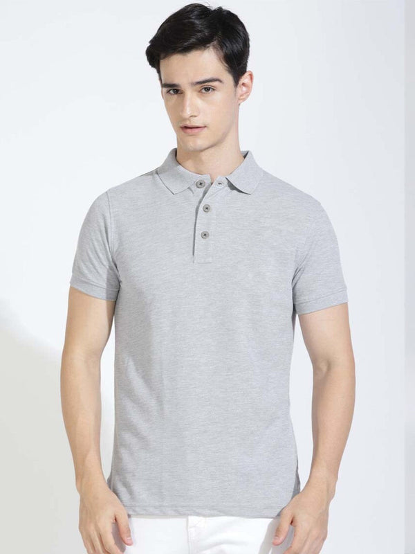 PYPR Summer Solid Polo Shirt For Men-Grey-LOCPYPR#3