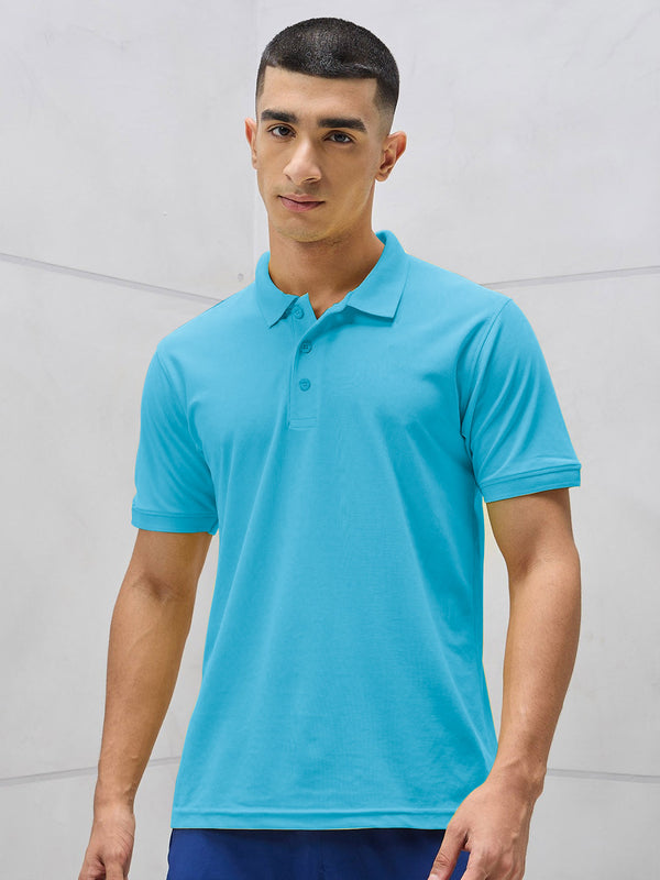 PYPR Summer Solid Polo Shirt For Men-Sky Blue-LOC#PYPR#2