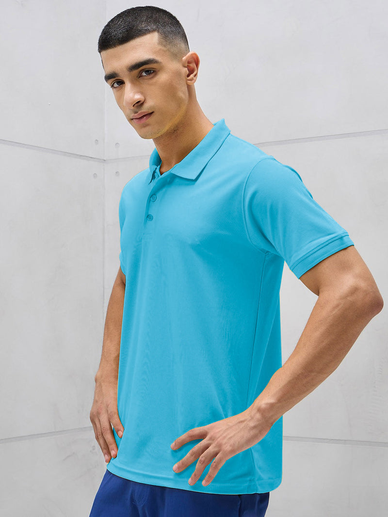 PYPR Summer Solid Polo Shirt For Men-Sky Blue-LOC#PYPR#2