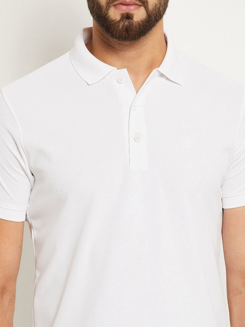 PYPR Summer Solid Polo Shirt For Men-White-LOCPYPR