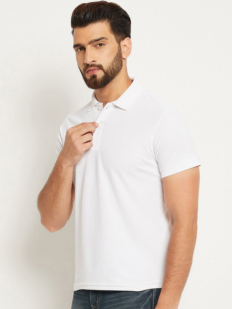 PYPR Summer Solid Polo Shirt For Men-White-LOCPYPR