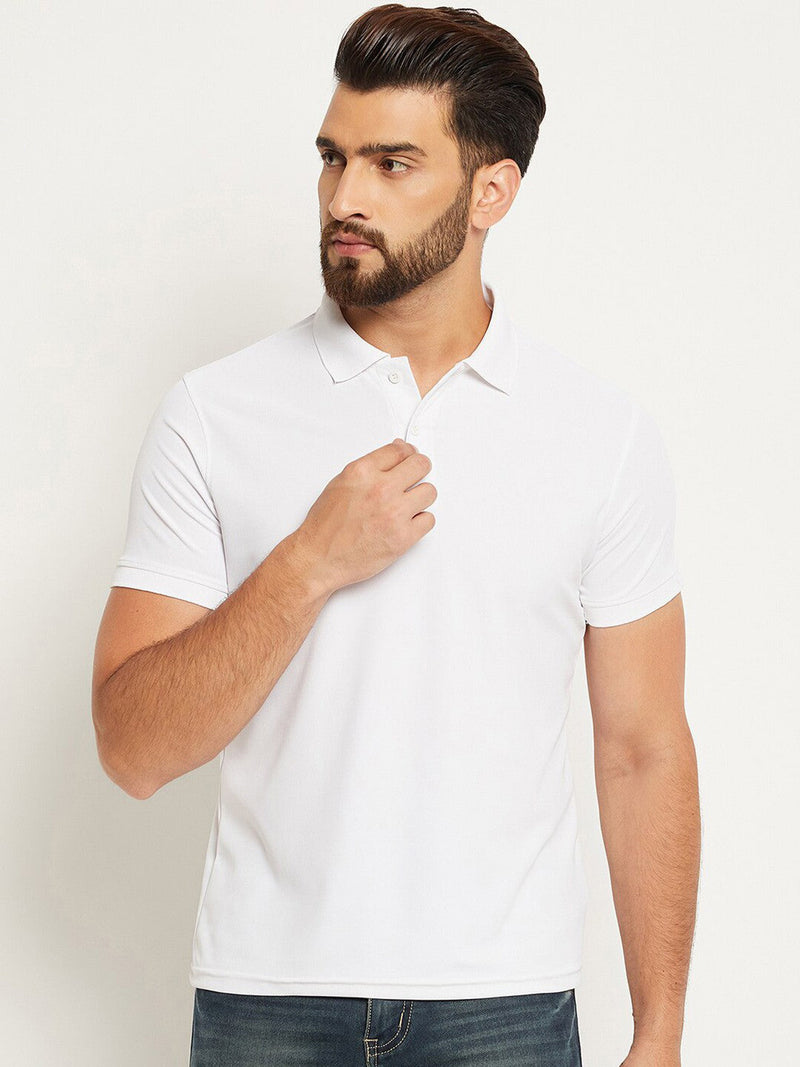 PYPR Summer Solid Polo Shirt For Men-White-LOCPYPR