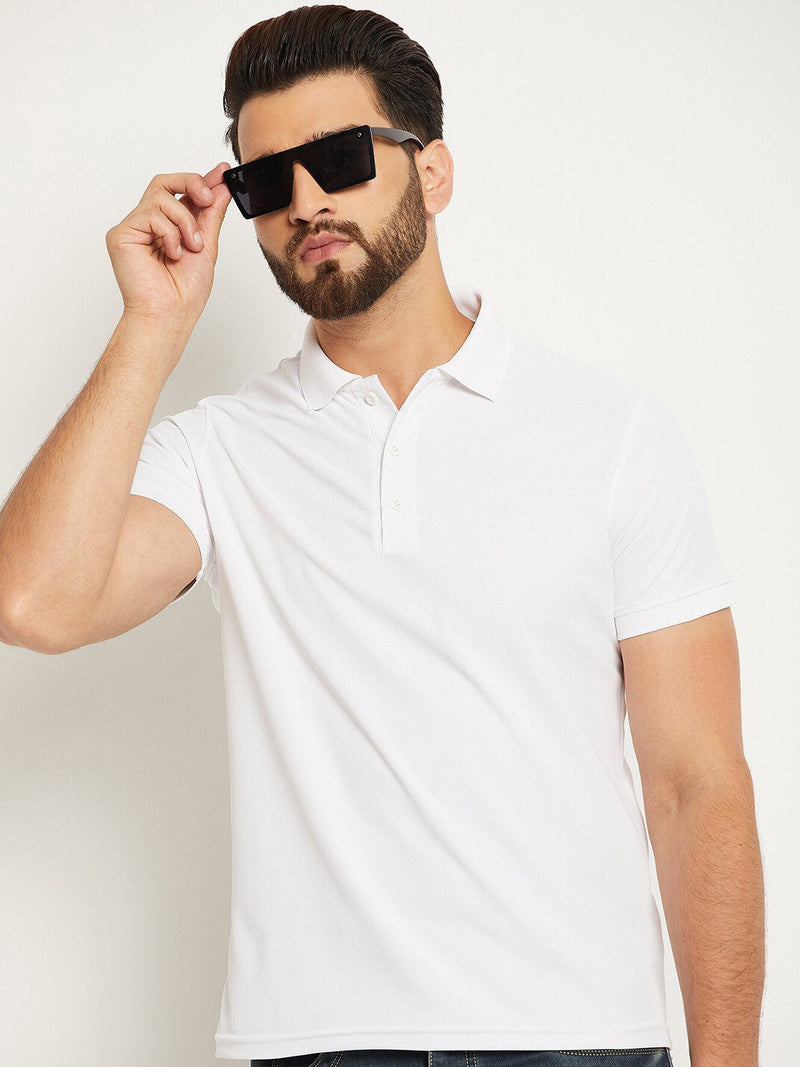 PYPR Summer Solid Polo Shirt For Men-White-LOCPYPR