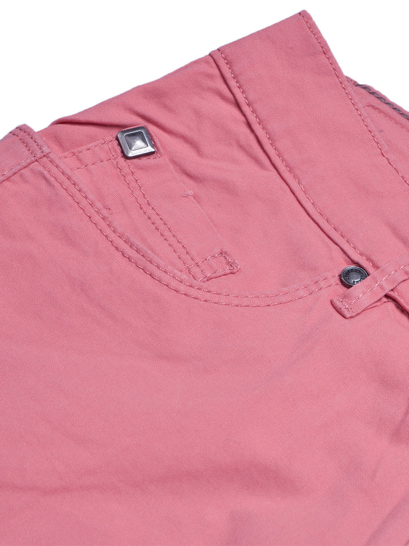 Stooker Cotton Denim Capri For Women-Pink-LOC