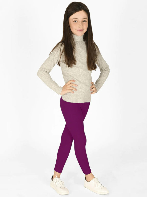 T2 Couture Legging For Girls-Dark Magenta-BR13401