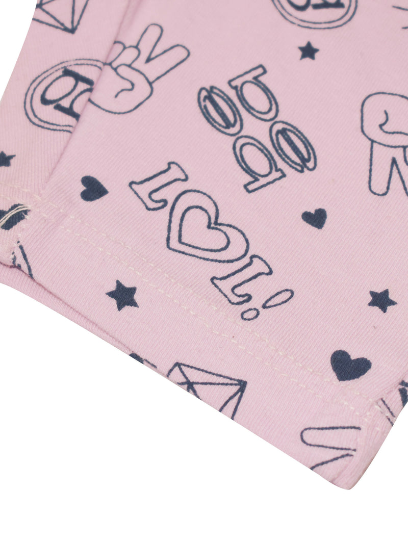 Next Summer Signle Jersey Baby Girl Short For Kids-Baby Pink with All Over Print-LOC