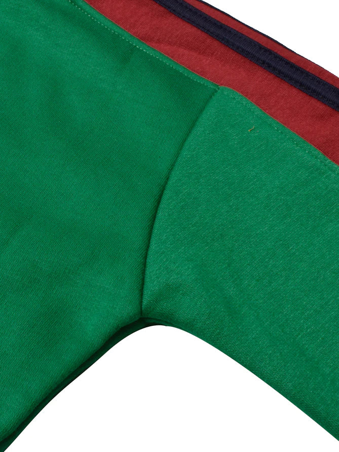 Louis Vicaci Fleece Zipper Tracksuit For Ladies-Green Melange with Black Stripe-LOC
